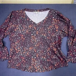 Zac & Rachel Animal Print Shirt Womens 1X cute flowy Stretch colorful 0510